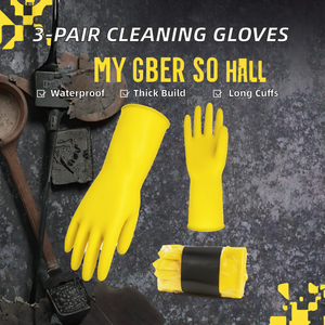 BAICHAO HH4601 <span class=keywords><strong>Vgo</strong></span> 3 Pares de Guantes de Látex Reutilizables, Impermeables, Gruesos y Lisos para Limpieza del Hogar - Product Image 1
