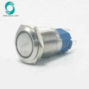 CE XL16S/F11-12VR 16mm 12 Volt Led Flat Momentary Stainless Steel Push Button Switch