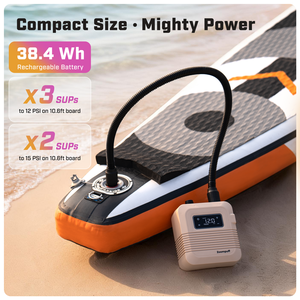 ปั๊มลม <span class=keywords><strong>SUP</strong></span> อัจฉริยะแรงดันสูง 20PSI แบตเตอรี่แบบชาร์จได้ ระบบเติมลมและปล่อยลมอัตโนมัติแบบสองขั้นตอน ปิดอัตโนมัติ - Product Image 5