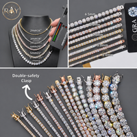 Colliers Chaîne Tennis en Argent 925 de Laboratoire avec Moissanite VVS, 2.0mm-6.5mm, certifiés Pass Tester RTS, style Hop Jewelry Charms Iced Out