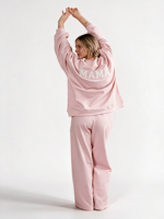Haut décontracté surdimensionné rétro Y2K pour femmes, col montant, 100% coton biologique, design asymétrique, broderie perlée, manches longues