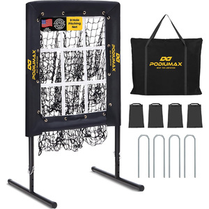 Red de entrenamiento de béisbol y sóftbol de nueve agujeros para lanzamiento, práctica de zona de strike, poliéster negro, unisex para adultos - Product Image 2