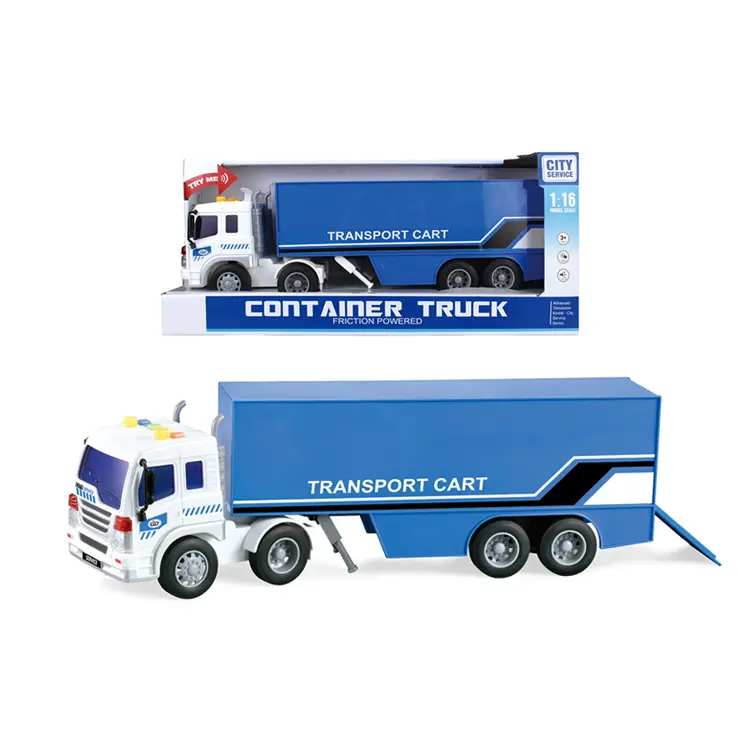 1:16 Geluiden Light Kids Wrijving Container Truck Speelgoed Tractor Model