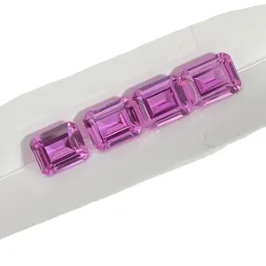 에메랄드 컷 5x7mm ~ 12x16mm 팔각형 2 # 커런덤 합성 로즈 핑크 사파이어 원석