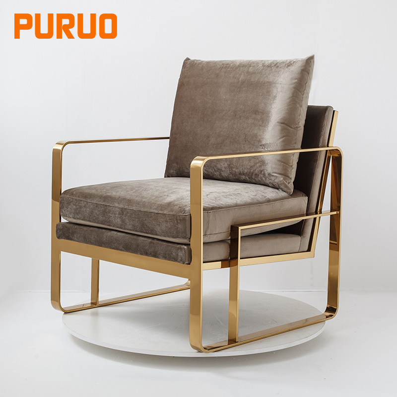Удобный и простой бархатный стул из нержавеющей стали для гостиницы и гостиной