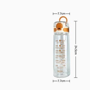 Bouteille d'eau en plastique 750 ml avec marqueurs de temps, bouchon à charnière, utilisation sportive en extérieur, design unisexe - Product Image 4