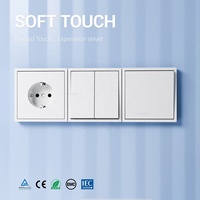 Prise murale européenne haut de gamme à surface lisse et toucher doux avec panneau en PC ignifuge, prises modernes pour hôtel, maison, bureau