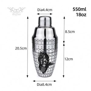 Coctelera de Acero Inoxidable de 550 ml (18 oz), Estilo Americano, de 3 Piezas, con Colador Integrado, para Cócteles, Vino y Bebidas - Product Image 3