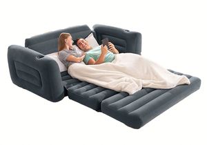 โซฟาเป่าลมสีเทาสำหรับใช้ในบ้าน โซฟาแบบดึงออกได้ เตียงลมพับได้ - Product Image 4