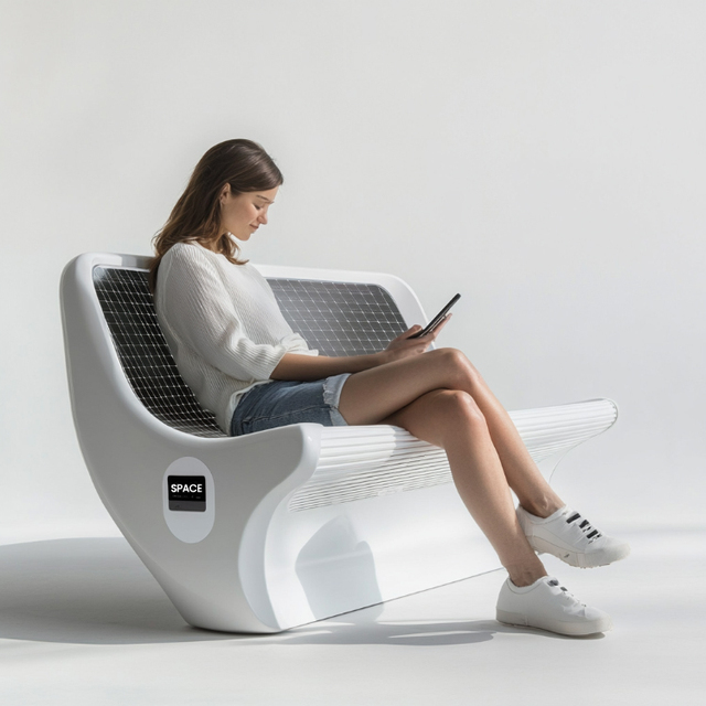 Durable Aluminum Alloy Solar Smart Bench with Wireless Charging Feature Innovative Solar Related Product
