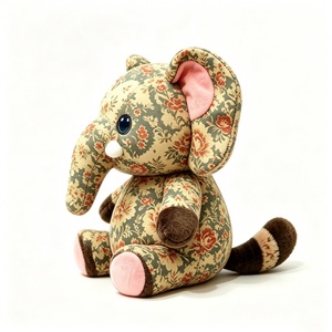 Customized <b>Vintage</b> floral elephant plush toy, retro flower print elephant stuffed animal, cottagecore safari elephant soft <b>doll</b> - Product Image 3