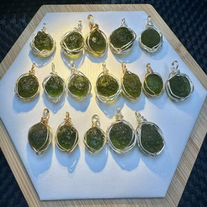 925 gioielli in argento genuino ciondolo Moldavite fai da te filo di rame grezzo ciondolo ceco Moldavite pietra di cristallo per la decorazione - Product Image 2