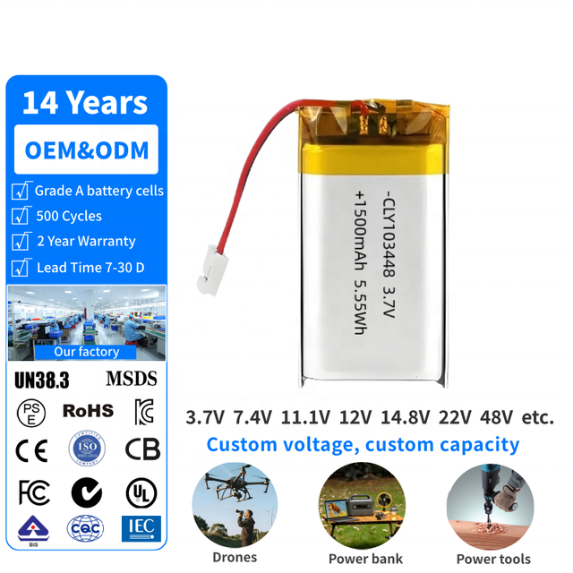 CLY Factory Direct Sales 500 Cycles 103040 10mm Thickness Semi-solid State Battery 1500mah 3.7v Rechargeable for Electric
