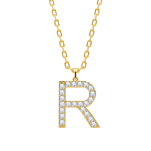 Colgante con Letra Inicial Personalizada Directo de Fábrica con Diamantes VVS VS EF Cultivados en Laboratorio en Plata de Ley 925 con Acabado en Oro - Product Image 5