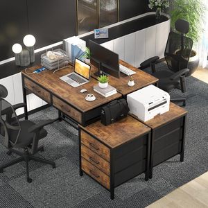 Bureau d'ordinateur réversible en bois Unikito avec 5 tiroirs, robuste, gain de place, <span class=keywords><strong>table</strong></span> d'étude, <span class=keywords><strong>table</strong></span> d'écriture, meuble de rangement, support d'imprimante - Product Image 3