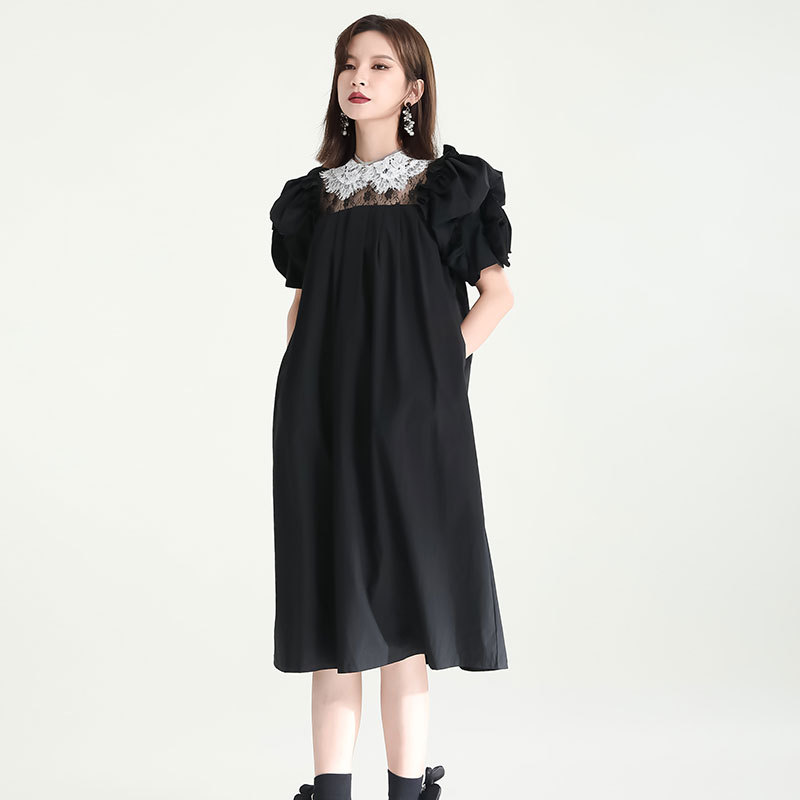 Korean Fairy Dress - Elegant Tea Break Midi Puff Dress