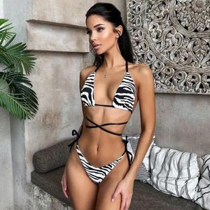 Maillots de bain pour filles de qualité supérieure, imprimés zèbre, OEM personnalisés, mini micro bikini, vêtements de plage, étiquette personnalisée - Product Image 2