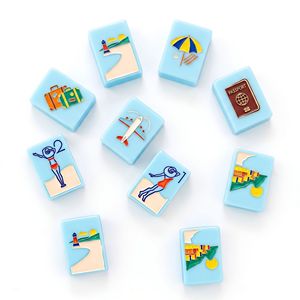 Jeu de tuiles de Mahjong américain 160 pièces <span class=keywords><strong>en</strong></span> acrylique bleu, étanche, portable, pliable, de luxe, personnalisé, pour la plage, les voyages et les jeux de table - Product Image 2