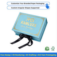 Boîte cadeau en carton rigide noir de luxe avec fermeture magnétique personnalisée avec logo pour chaussures, vêtements