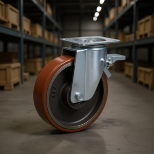 Roue avec noyau en fonte, support pivotant, série lourde avec frein - Product Image 3