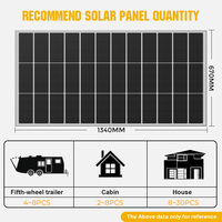 Panneau solaire rigide noir intégral 200W 24V monocristallin à haute efficacité pour les systèmes de camping-car, marins et portables