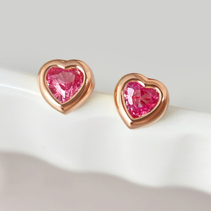 Pendientes de Moda para Mujer, Chapados en Oro de 18K, Multicolores, con Circonita Cúbica en Forma de Corazón - Product Image 2