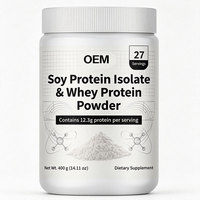 Protéine de soja isolée OEM, protéine de lactosérum en poudre, 400 g, 27 portions, 12,3 g de protéines par portion, sans gluten, complément nutritionnel sportif