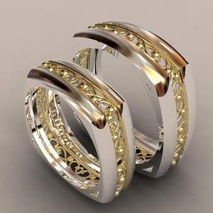 Two Tone Gold Plated <b>Ring</b> European American Style Couple Jewelry Wedding Band Unisex Fashion <b>Rings</b> CY445 - Product Image 1