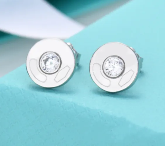 Luxury Famous Brand Jewelry Stainless Steel Jewelry Designer Brand Diamond Round Coin Pin+Butterfly Earplug Stud Earrings