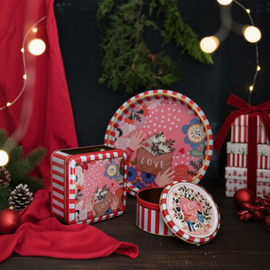 Round <b>box</b> Square <b>box</b> and Tray ( Set of 3) for christmas 158x158x80 -Dia 140x70 mm - Dia 315mm Love <b>Letter</b> Valentine And New - Product Image 3