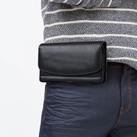 Hoge Kwaliteit Premium Black Pu Lederen Universele Mobiele Telefoon Riem Clip Holster Pouch Groothandel Voor Mannen Werknemer