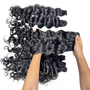 Extensions de cheveux humains vietnamiens 100% vierges naturels, couleur naturelle, double trame, qualité européenne, noir et blond, en vrac - Product Image 3