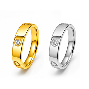 Anillo de Pareja de Acero Inoxidable con Circonita Cúbica Dina Heart, Joyería Elegante y Minimalista para Mujeres y Hombres - Product Image 1