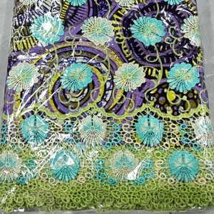 Tela de Encaje Bordado Africano Nigeriano de Algodón, Exquisito Bordado Floral 3D, Tela de Encaje Africano, Material <span class=keywords><strong>para</strong></span> Ropa Tradicional - Product Image 4