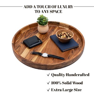 Hot Selling Hand Crafted Round Tray Large Round Acacia Wood Serving Tray Wooden Tray for Dry Fruits Cake Vegetables for Sale - Product Image 5