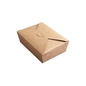 Boîte à lunch d'emballage de poulet frit en papier kraft jetable impression OEM boîte de nourriture dégradable en papier à emporter de poulet frit populaire