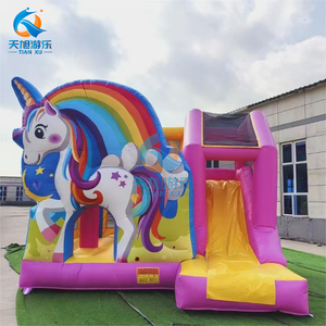 Mini château gonflable de glissière d'eau de videur de PVC commercial enfants extérieurs sautant le château plein d'entrain avec le ventilateur - Product Image 5