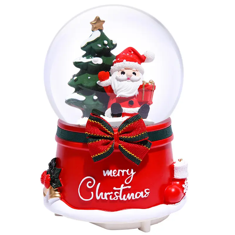 Рождественские сувениры на заказ, Санта-Клаус, смола, вода, снег с подсветкой, шар, игра, Рождественская песня