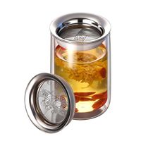 Service à thé portable en verre isolant 5oz 150ml 13oz 400ml, théière en verre à double paroi avec infuseur et couvercle, versement silencieux