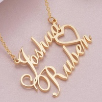 Bijoux personnalisés Collier double nom en argent sterling 925 plaqué or rose