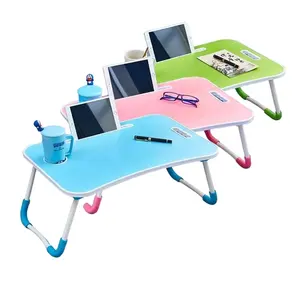 Mesa de computador portátil em MDF preguiçoso perna de metal mesa dobrável para escritório mesa de escritório para laptop