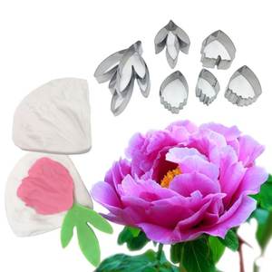 AK 7 Pièces En Acier Inoxydable <span class=keywords><strong>Pivoine</strong></span> Cutter 2 Pièces Silicone Veiner Moules Pétale Texture Outil Gumpaste Fleur Outils De Fabrication - Product Image 6