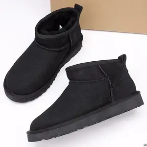 Sepatu Bot Musim Dingin 2025 Berbulu untuk Wanita, Sepatu Salju Kulit Domba Asli, Sepatu Bulu Hangat Berpotongan Rendah, Sepatu Bot Pendek Musim Dingin Pria dan Wanita Super Mini - Product Image 2