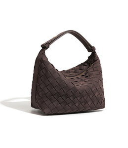 Sac fourre-tout en daim tissé marron personnalisé avec fermeture éclair, bandoulière, haute qualité, doux et moyen, pour l'été, mode féminine minimaliste - Product Image 2