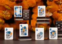 Nouveauté 2026 : Ensemble de tuiles de mahjong américain personnalisées en acrylique à 3 couches Miss Catrina, Motifs Marigolds, Bougies, Tortue Violette