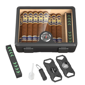 Cave à cigares en bois de luxe personnalisée avec charnières en verre Piano laque bois de cèdre-Boîtes en bois personnalisables - Product Image 4