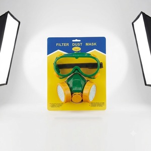 <span class=keywords><strong>Maschera</strong></span> Antipolvere Mezza Faccia con Occhiali Protettivi e Doppia Cartuccia Filtrante Gialla per Uso in Officina, Costruzione e Protezione Industriale - Product Image 1