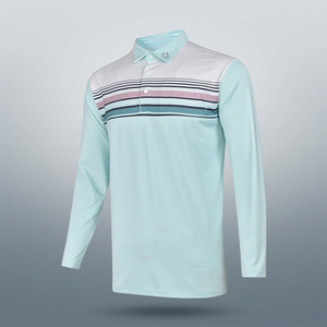 Polo de golf élégant de couleur unie pour hommes dernière conception à manches longues en tricot gaufré style européen mode imprimée en gros - Product Image 3
