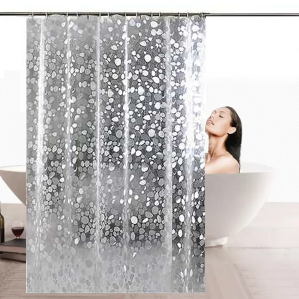 Fabrik preis 2,2x1,8 m Frosted Dusch vorhang Liner Transparente wasserdichte Badezimmer vorhänge 3D Stein PVC Badewanne Bad Bildschirme