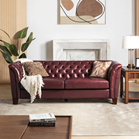 Klassisches Echtleder 3-Sitzer Chesterfield-Sofa mit Tiefen Knopfheftungen Antikes Wohnzimmer-Möbelstück